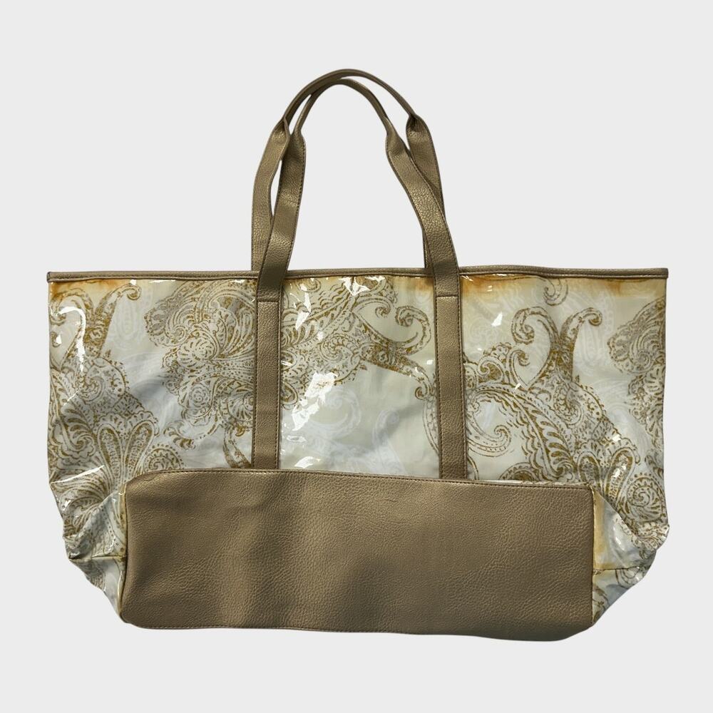 Chico's Tote Bag Gold and Beige Paisley